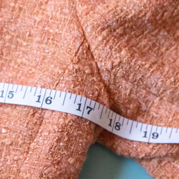 Rickie Freeman for Teri Jon Peach Tweed Knit Fringe Trim Skirt Suit Set Size 6 - Picture 6 of 16